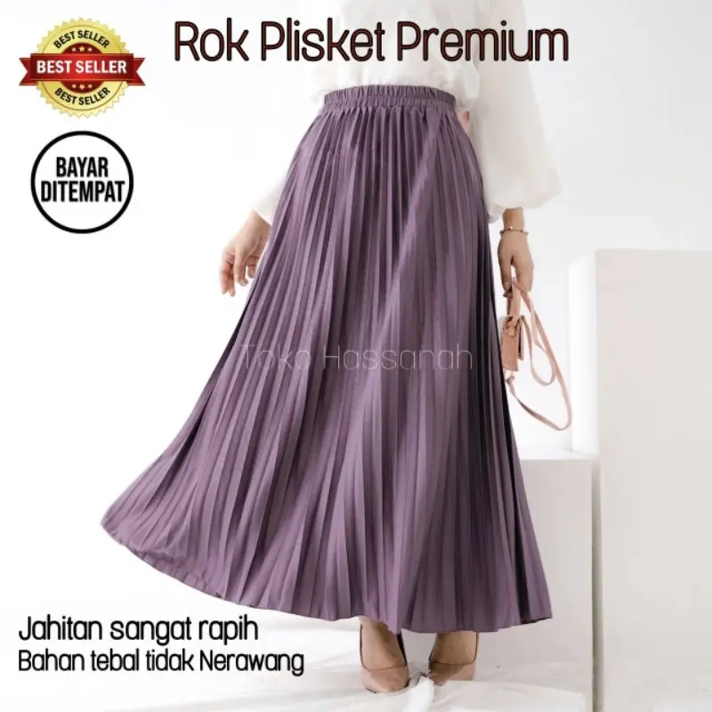 ROK PLISKET WANITA PREMIUM TEBAL / ROK KERJA MUSLIMAH / ROK PLISKET BAWAHAN 1