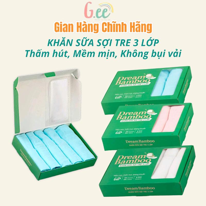 Set 5 Khăn Sữa Khăn Xô Sợi Tre Gee 3 Lớp Cao Cấp Kháng Khuẩn Mềm Mịn Không Xù Không Nhăn Thấm Hút