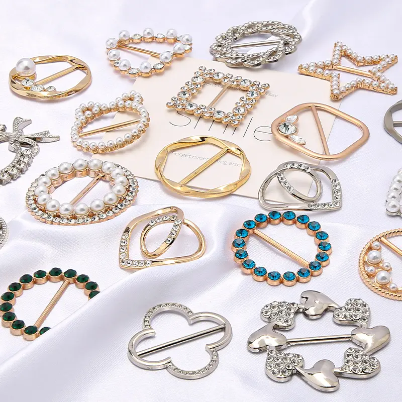 Turban Knot Buckle Pearl Inlaid Diamond Clothing Corner Buckle T-Shirt Waist Buckle Ring Scarf Silk Scarf Buckle Alloy D-shaped Buckle Opportunity Performance