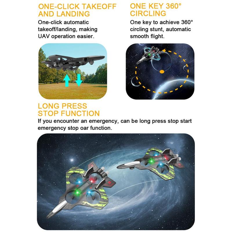 Product Introduction of Remote Control Airplane, 1 Count 4-axis Drone with Remote Control, Foam Glider, Gravity Sliding Airplane, Outdoor Electric Remote Control Toys for Christmas & Birthday Gift, Gift for Boyfriend, Men's Gift 7