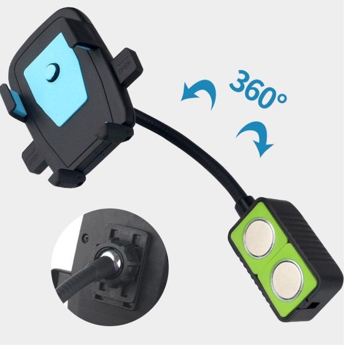 giá đỡ kẹp điện thoại có đế gắn nam châm xoay 360 độ có đệm chống sốc