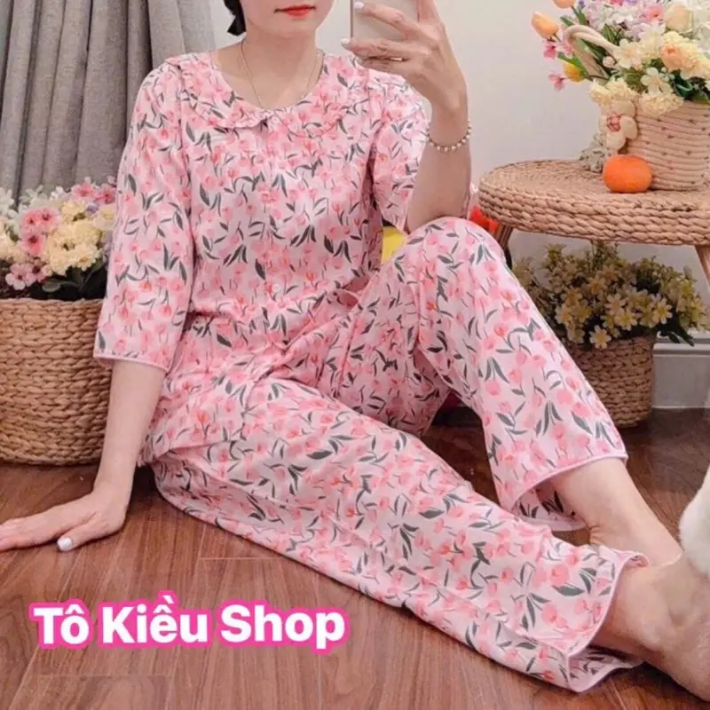 (MS02) TAY LỠ BÂU SEN QUẦN DÀI-Bộ Tole Nữ Mặc Nhà, Bộ Lanh Nữ Mềm Mát 8