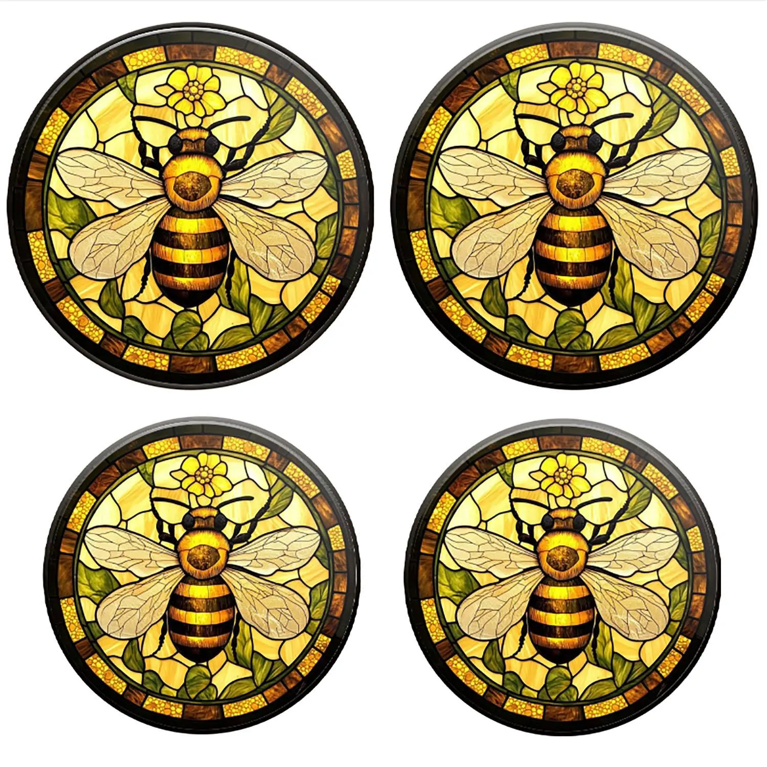 Bee & Flower Pattern Stove Top Protector, 4 Counts/set Gas Stove Top Protector, Kitchen Appliance Parts for Home Dining Room Barbecue