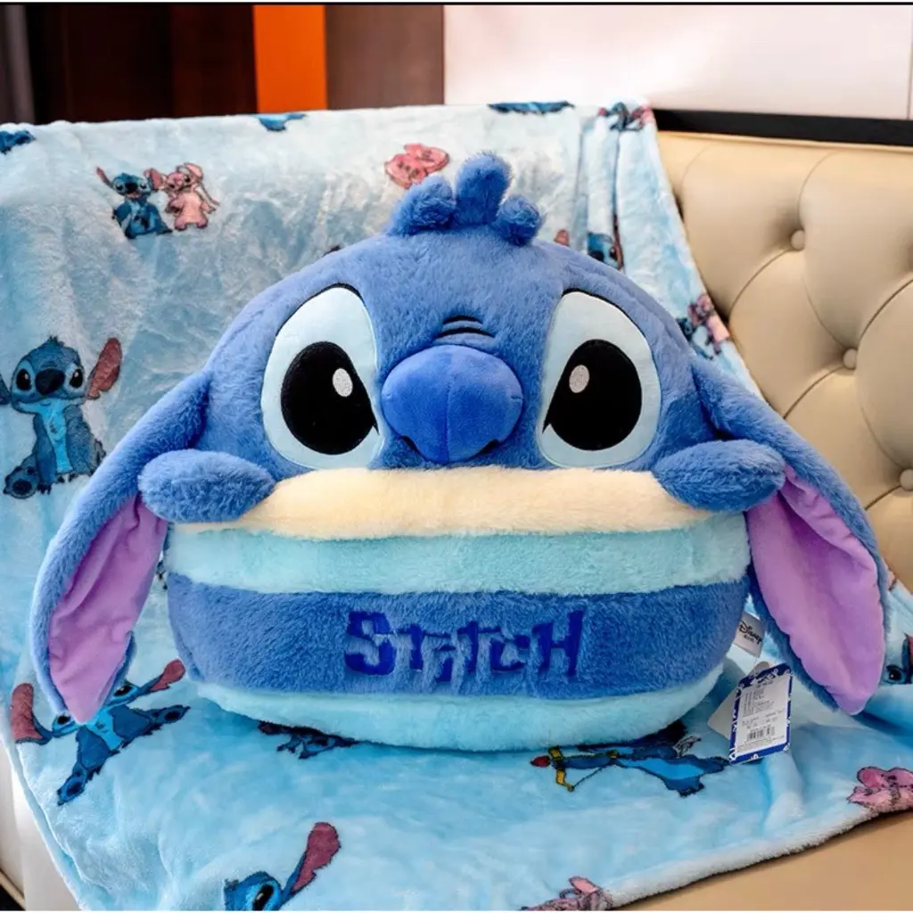 Nhà Cam, Bộ chăn gối văn phòng, gấu bông kèm mền Stitch bánh kem 2 trong 1 (gối, chăn), 3 trong 1 (gối, chăn, ủ tay) siêu tiện lợi