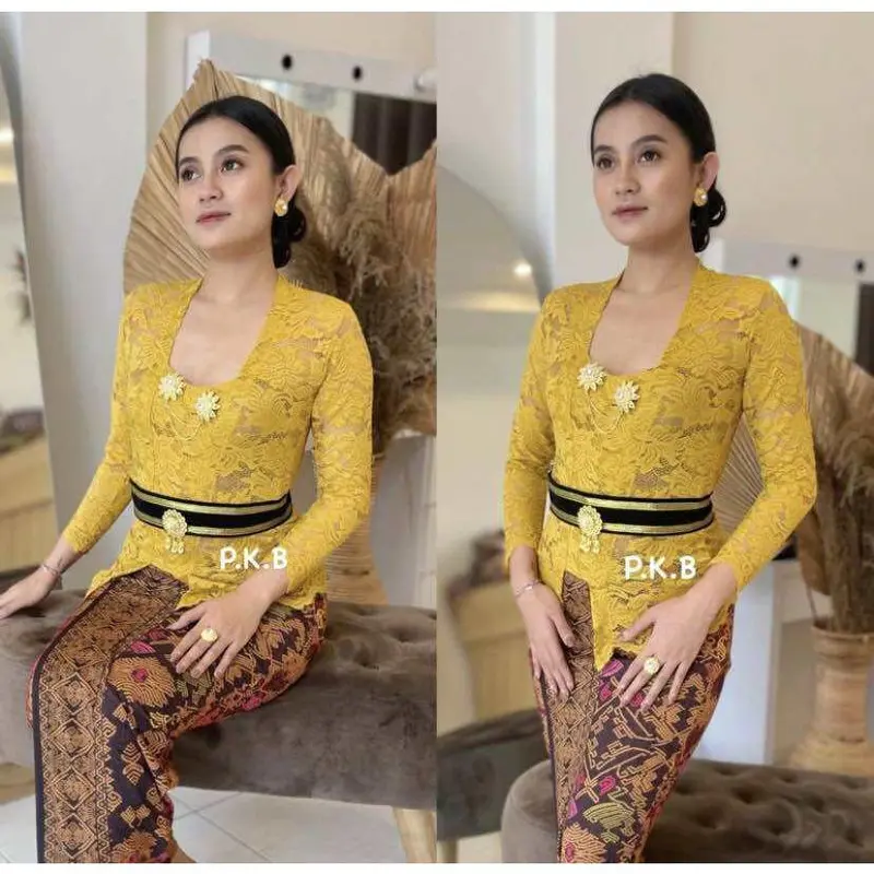 (TERLARIS KEBAYA) Kebaya brokat bali sofia strait kutubaru atasan kebaya lengan panjang tanpa kancing termurah dan terlaris 4