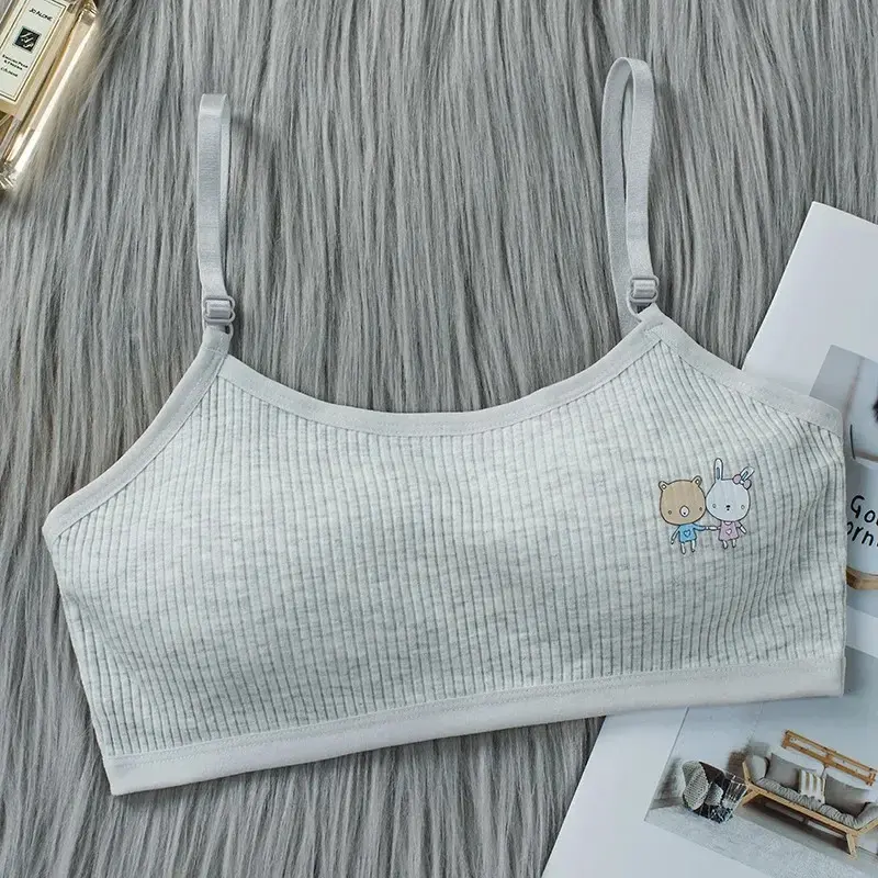 8-16 Years Kids Bras Young Girls Underwear Teenage Training Bras Women Cotton Kids cute Brassiere Tube Tops Girl's Sport Bras 5