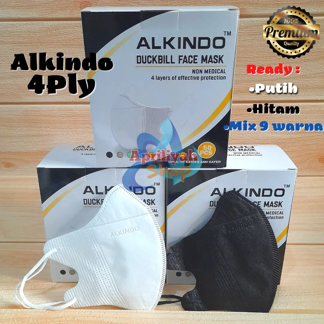 Masker Dukbil Dakbill Duckbil Duckbill Alkindo 4Ply Putih Hitam Mix Warna 1 Box 50 Pcs