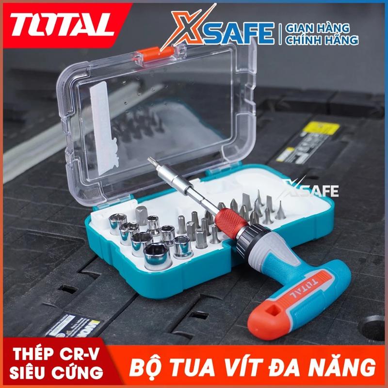 Bộ công cụ tua vít đa năng 31 chi tiết Total, bộ vít tự động tay cầm chữ T