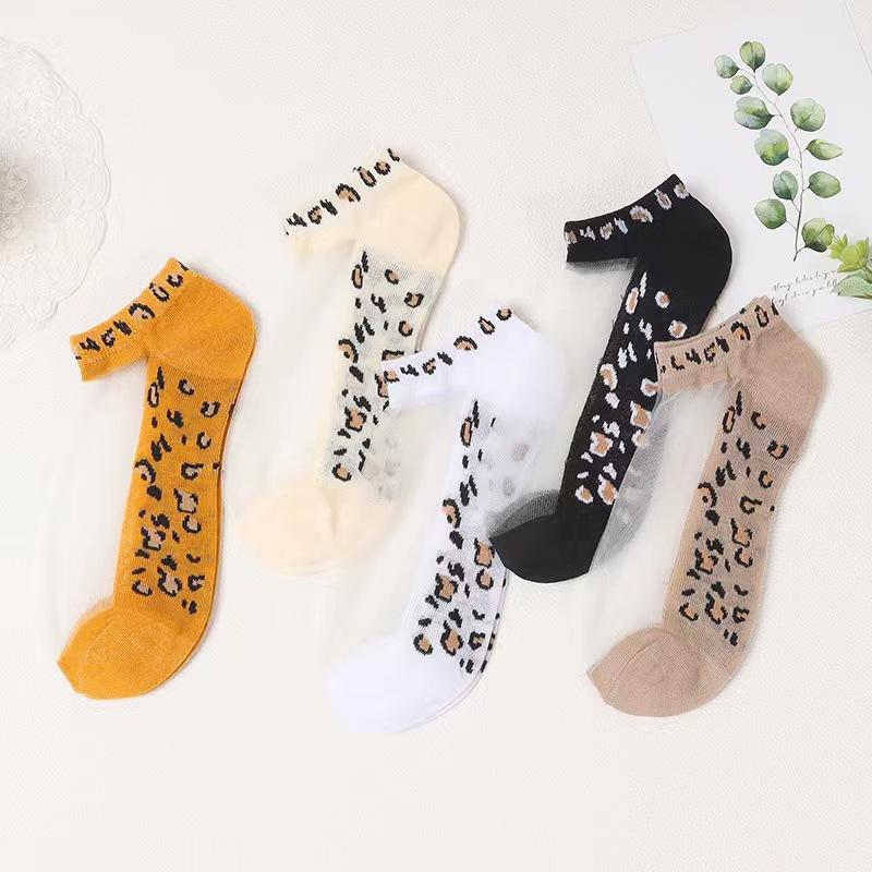 Vớ cho phụ nữ, thả nhanh, mỏng và thoáng khí, in họa tiết da báo, lụa pha lê, lụa thủy tinh vô hình, vớ thuyền, được sản xuất bởi một nhà sản xuất 0