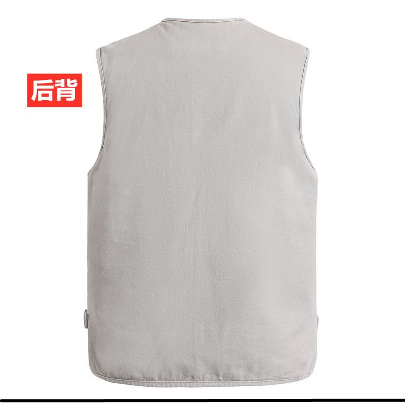 Product Introduction of Spring and Autumn Pure Cotton Men's Vest Middle-Aged and Elderly Hurdle Vest Jacket Men's Dad Button with Buttons Multi-Pocket Vest Menswear Tops Lingerie Gilet Waistcoat Beige Plain Human Tropical 23