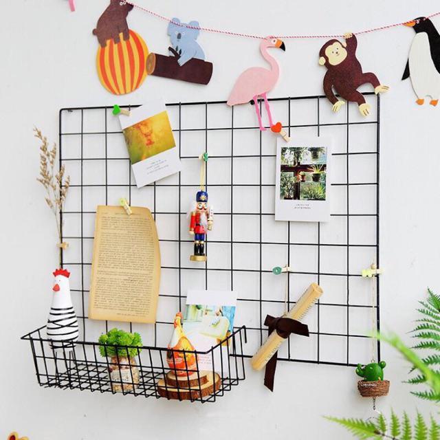 Khung Lưới Thép Trang Trí Treo Tường, Phụ Kiện Trang Trí Rổ Sắt Decor Cài Lưới Đựng Đồ Đa Năng