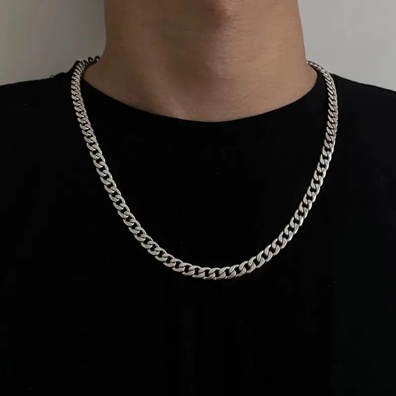 KALUNG PRIA TITANIUM RANTAI BAJA STAINLESS SILVER MODEL PUNK/KALUNG PRIA MACHO IMPORT Gold Jewellery