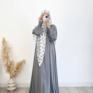 Pakaian Wanita Muslim, Koleksi Musim Bunga, Fesyen Lembut, Bahan Satin, Gaun Pendulum, Mampu Milik, Gaya Mewah, DM057