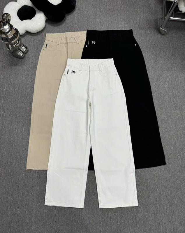   QUẦN SUÔNG NẤM LÙN QUẦN JEAN SUÔNG LƯNG CAO NỮ THÊU NƠ,CHẤT VẢI MỀM MS 02 