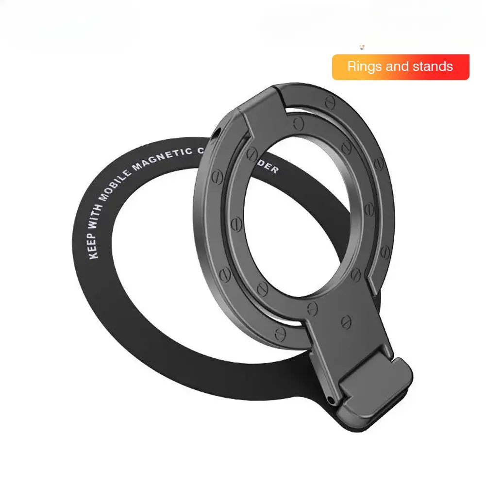 Magnetic Phone Ring Holder Phone Bracket Foldable Removable Cell Phone Grip Kickstand For iPhone 15 Samsung Xiaomi OPPO