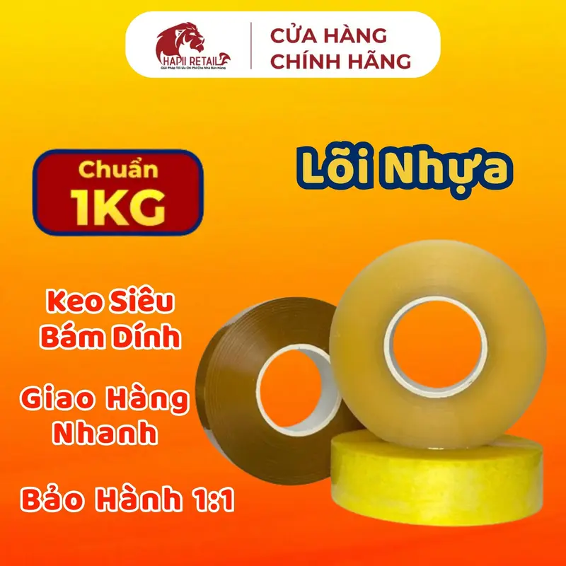 Băng Dính Đóng Thùng 1Kg/Cuộn Lõi Nhựa Mỏng, Băng Keo Trong Đục Loại Lớn Cuộn 1Kg Siêu Dai Giá Xưởng VUILEE RETAIL 0