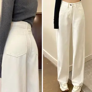 Celana jeans wanita celana boyfriend wanita Celana kulot wanita korean style jeans kulot longgar high waist  panjang loose pants  jumbo Hitam