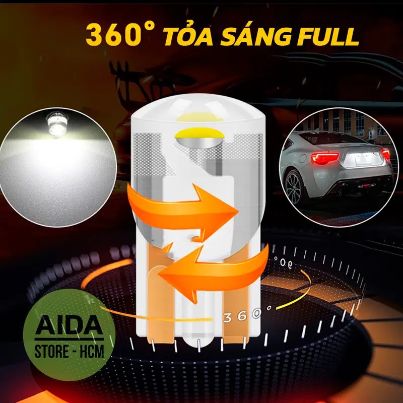 Đèn Led T10 Cob Đúc Kính Chống Nước Thế Hệ Mới Sáng 360° 3