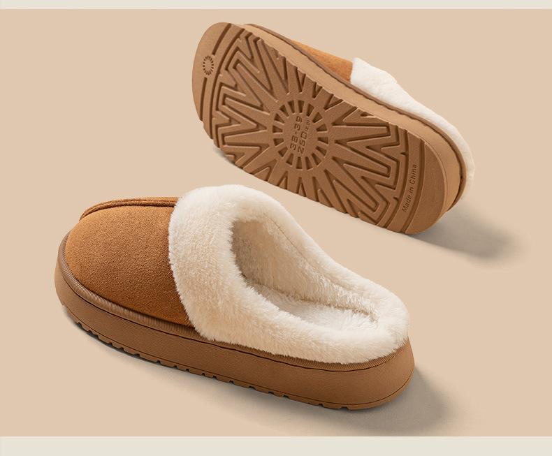 Product Introduction of Dép Bông Da Lộn, Dành Cho Nữ, Mùa Thu Và Mùa Đông, Dép Đi Trong Nhà, Đế Trong Nhà, Chống Trượt, Thích Hợp Sử Dụng Trong Nhà, Thời Trang, Lông Maillard, Chất Liệu Bông 4
