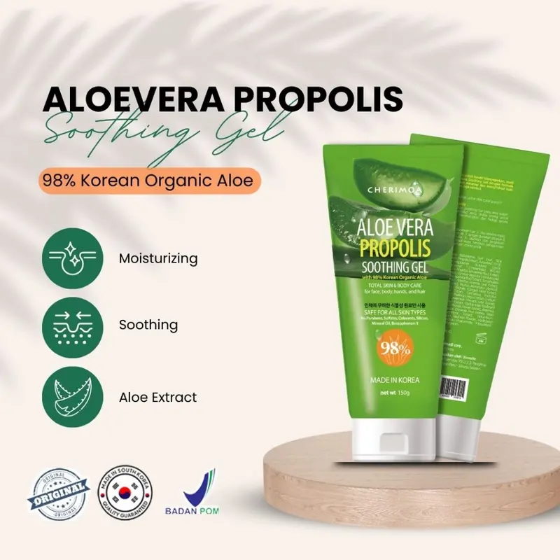 BPOM ALOEVERA PROPOLIS 98% Korean Organic Aloe Soothing Gel - 150gr ORI 3