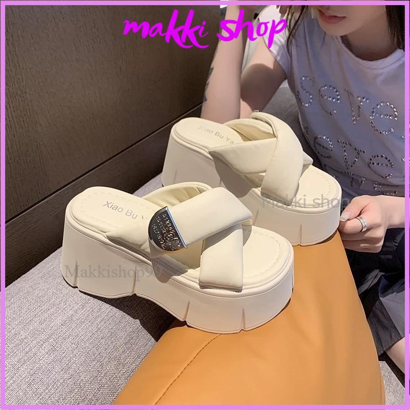 Hàng L1 Dép xồng đế cao quai chéo cao 9cm dép quai dán đế bánh mì hàng QCCC full box dép sandal nữ dep kieu