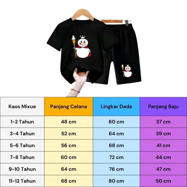 Setelan Baju Kaos Mixue Anak Usia 1-12 Tahun Pakaian Anak Laki-Laki dan Perempuan 1