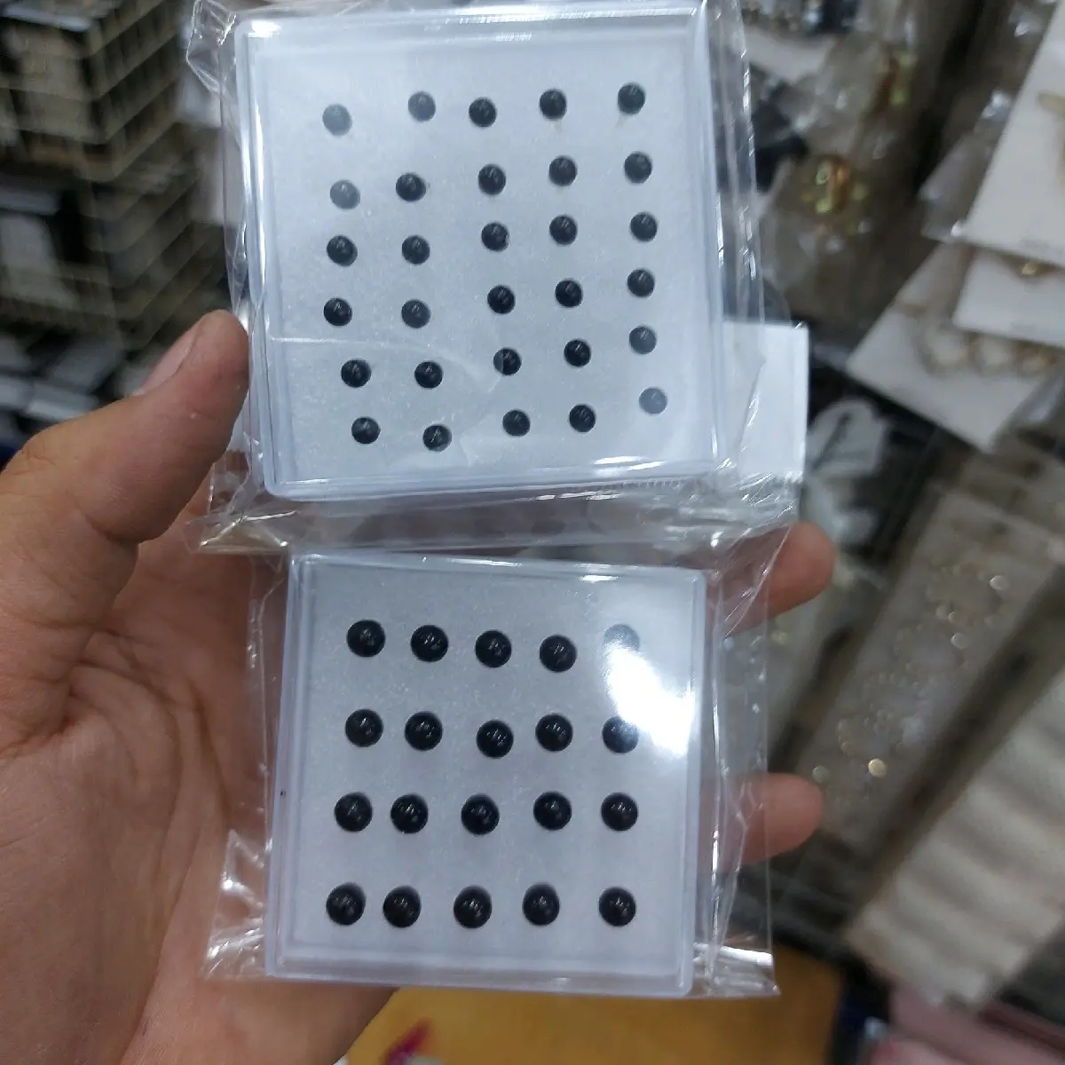Termurah!!! Anting mutiara hitam plastik lusinan 1box isi 20pcs