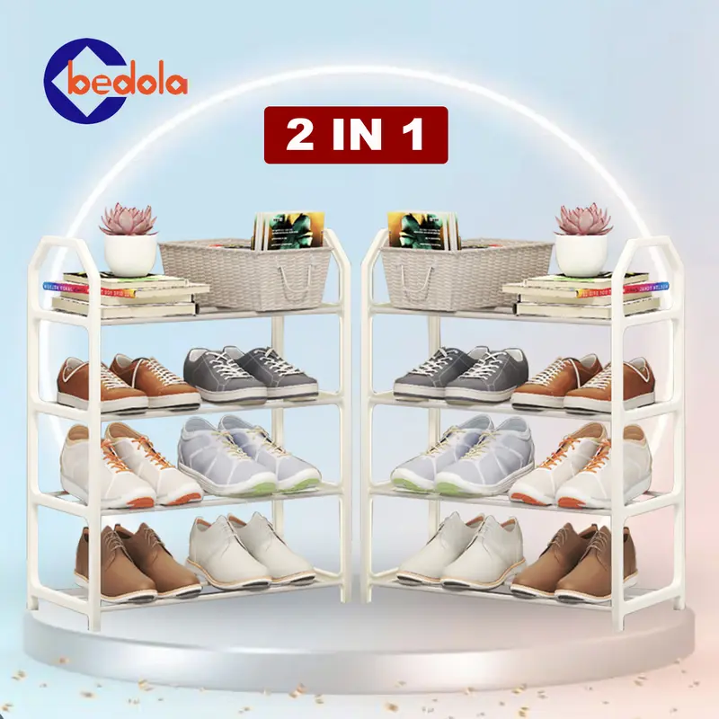 Bedola combo 2 in 1 (COD) 2 set rak sepatu susun rak sandal 4 tingkat 3