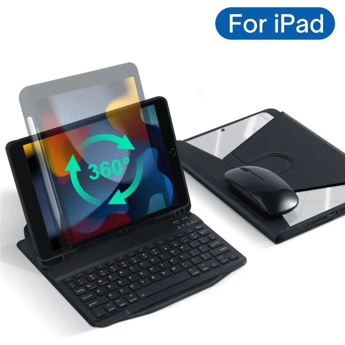 360° Rotating Keyboard Case for iPad Pro 11 Air 4 Air 5 10.9 10th Generation 7th 8th 9th Gen 10.2 Air 3 Pro 10.5 Smart Acrylic Cover Accessories Protective Handheld Protection Casing Tablet detachable keyboard