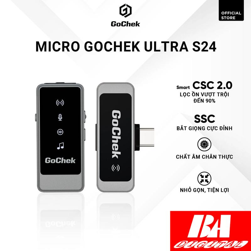 Micro thu âm không dây GoChek Ultra S24 - Bộ 1 Mic Không Kèm Hộp Sạc micro thuam Kem gocheck ultra micro không