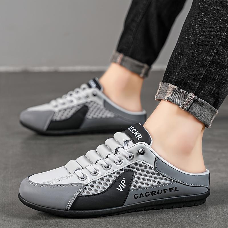 Men'S Fashionable Slip-On Sneakers - Non-Slip, Durable Sports Sandals with Breathable Fabric Lining, PU Upper, Khaki/Grey/White & Green - Ideal for Indoor, Vacation, Daily Wear, Casual Footwear |   Minimalist Style |   Slipon Sneakers 7