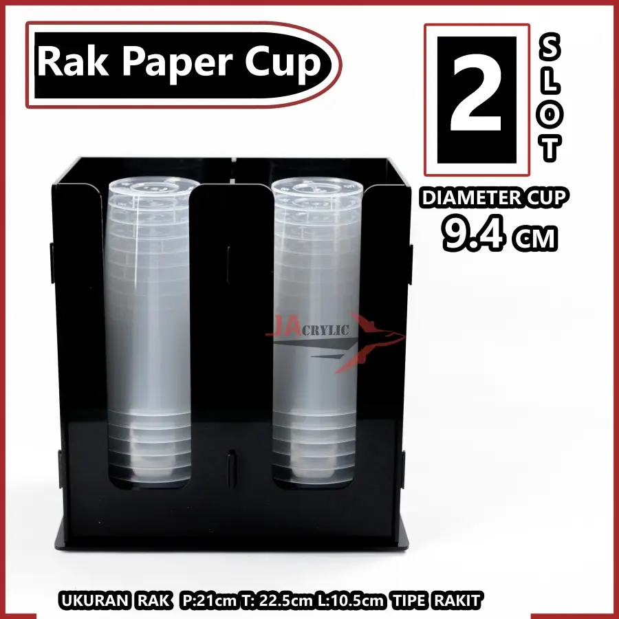 Rak Paper Cup Akrilik / Organizer Paper Cup Coffee Cup 2 Slot Acrylic