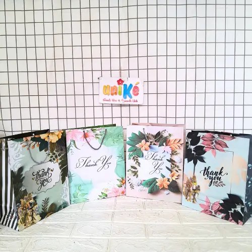 12 pcs - Tas Kertas 20x10x25 Paper Bag Motif Thank You Souvenir Hampers Wedding Ultah Goodie Gift Bag Bingkisan Kue Roti Pernikahan Unike 6