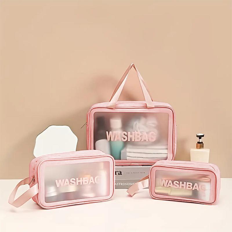 Translucent Makeup Bag with Handle, Portable & Dustproof & Large Capacity Cosmetics Storage Bag, Zipper Makeup Organizer Pouch, Wet & Dry Uses Storage Bag, Christmas Gift 7