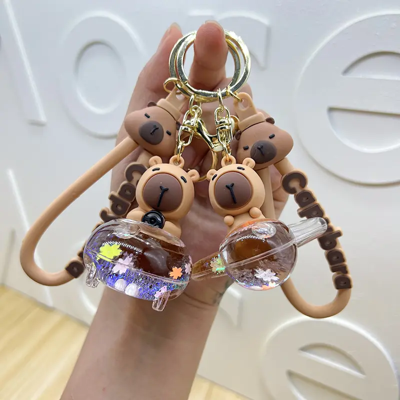 Cute and Fun Oil-Filled Plush Capybara Keychain Cute Water Buffalo Pendant Car Bag Claw Machine Small Gift Wholesale