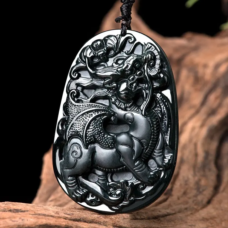 Mặt Dây Chuyền Tỳ Hưu, Đá Obsidian Băng, Phụ Kiện Thời Trang Giống Nhau, Dành Cho Nam Và Nữ, Đơn Giản Và Dễ Phối Đồ, Thích Hợp Mặc Thường Ngày Hàng Ngày