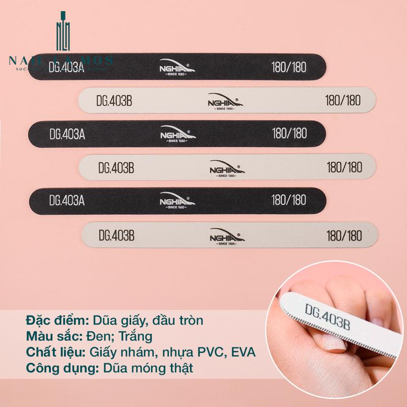 Dũa móng tay Kềm Nghĩa DG403A DG403B chính hãng - Dũa giấy vỉ nhựa cao cấp chuyên dụng làm nail (6 chiếc/vỉ) 4