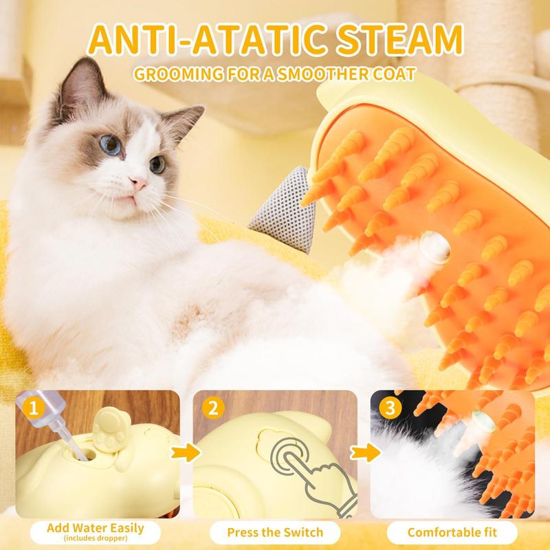 3 in 1 Cat Steam Brush, 1 Count Rechargeable Cat Brush with Steam Self-cleaning, Cat Grooming Brush for Long and Short Hair Of Cats and Dogs 2