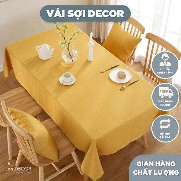 Khăn trải bàn trơn vải các màu, nhiều kích thước (Vải sợi decor)