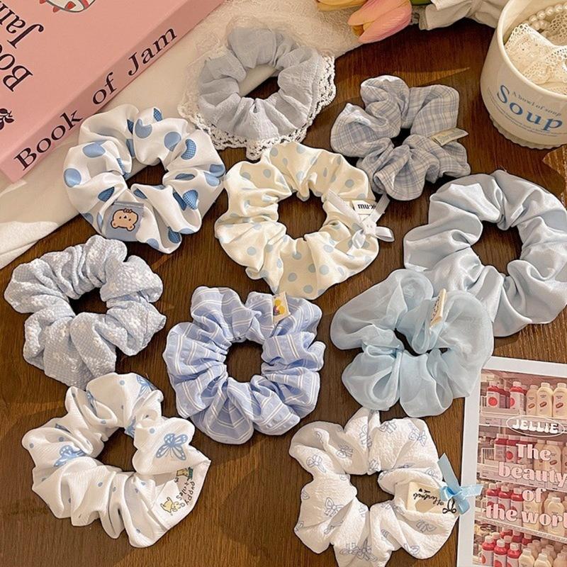 Scrunchie Satin Cỡ Lớn Thời Trang Hàn Quốc Đẹp Và Đơn Giản Màu Xanh Dương Dây Buộc Tóc Đuôi Ngựa Cao Phụ Kiện Tóc