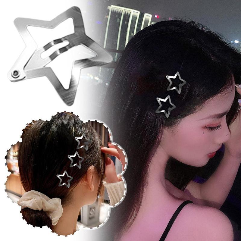 Product Introduction of Cute Elegant Hairpin No Slip Sparking Star Metal Fashion Hair Hairclips Mini Metal Snap Clip Pentagram Hairpin 19