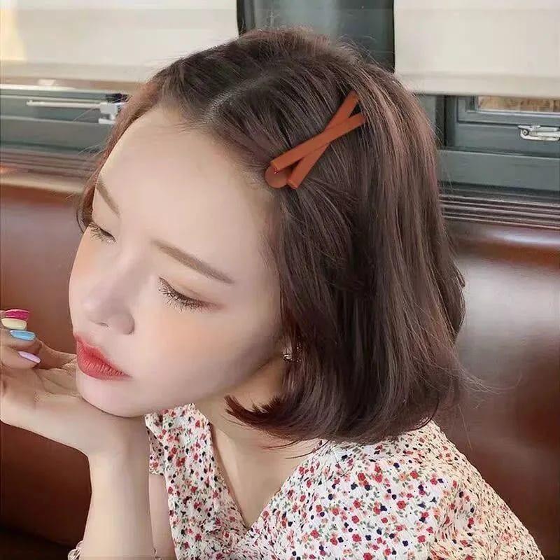 5pc Jepitan Rambut Gaya Korea Matte Warna Warni Jepitan Model Silang Korean Hairclip Jepit Rambut Gaya Korea Jepit Rambut Korea motif X 0