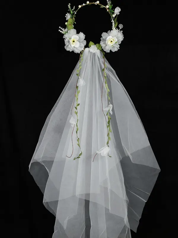 Women's Cute Flower Decor Veil, Elegant Bridal Headwear for Wedding Party Formal Occasions, Fashion Hair Accessories for Women & Girls 0