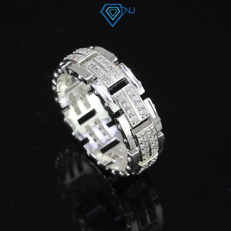 Nhẫn bạc nam 925 mắt xích đính đá NNA0326 - Trang Sức TNJ