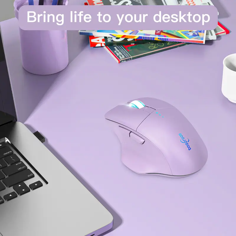 【COD/GOOJODOQ】 Wireless Mouse 4000DPI USB Computer 2.4GHz Mouse Ergonomic Scrolling Battery Display Bluetooth Mouse 7