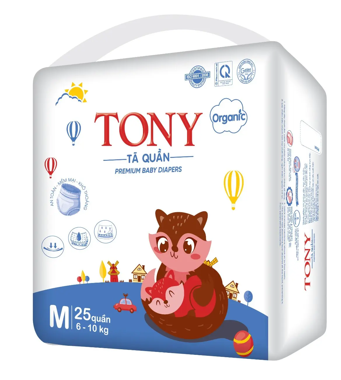 Tã quần TONY Đủ Size Siêu Thấm Hút Siêu Mỏng - Bỉm Quần Khô Thoáng Mềm Mại Cho Bé