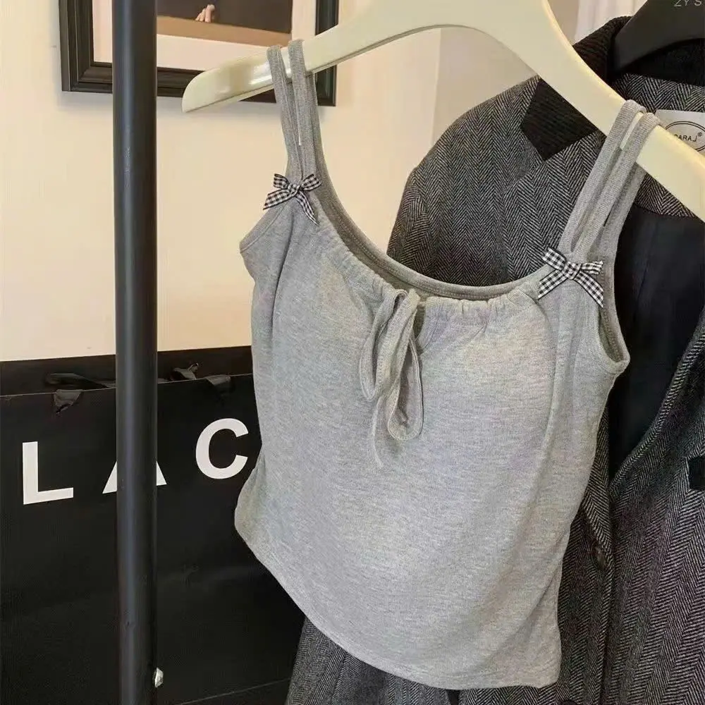 [Có Size Lớn][Hè 2026] Áo hai dây kiểu đính nơ caro nhỏ, (sẵn đệm mút) siêu cưng màu pastel, dây rút Deve1995 | BigBuy360 - bigbuy360.vn