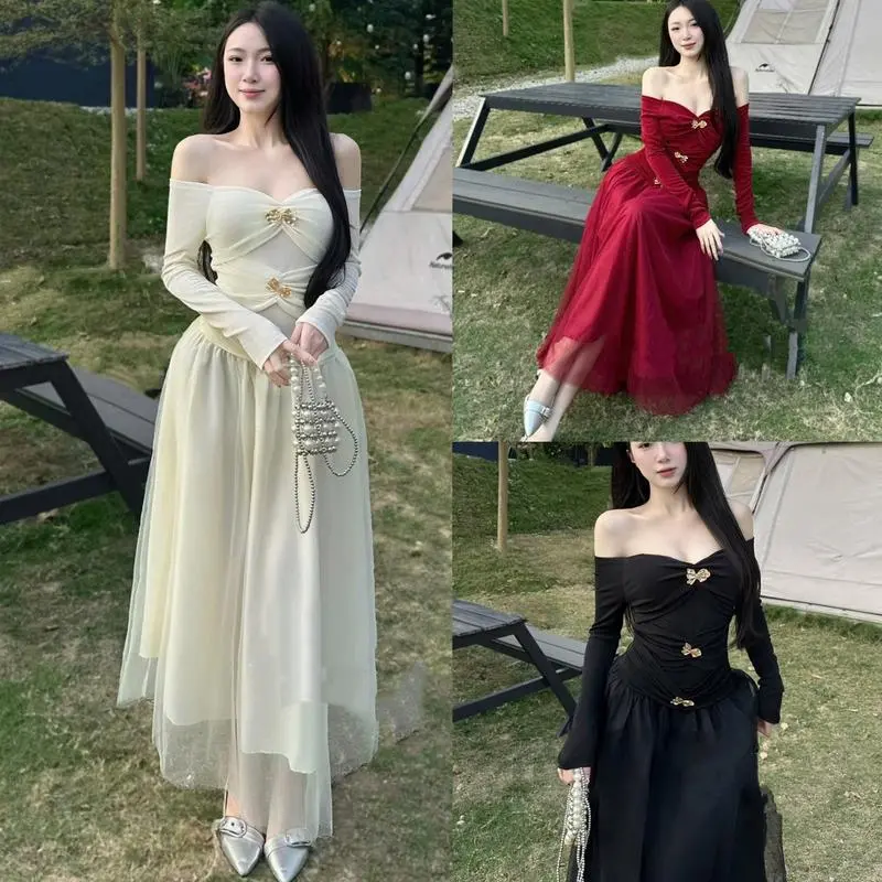 New - Váy nhúng phối tơ trễ vai kèm tag xinh AL2233 MeiCloset
