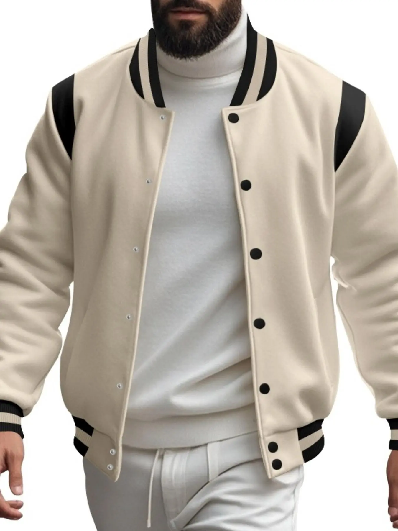 Men's Colorblock Baseball Collar Jacket, Regular Fit Casual Fashion Bomber Jacket for Spring & Fall, Men's Outerwear for Daily Wear, Coats