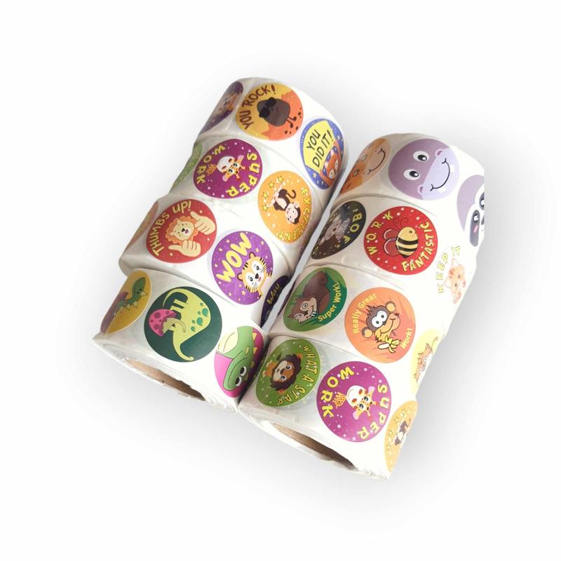 Sticker nhãn dán tròn khen thưởng TRAZ Học sinh tiểu học nhãn dán đầy cảm hứng nhãn dán động vật dễ thương 0